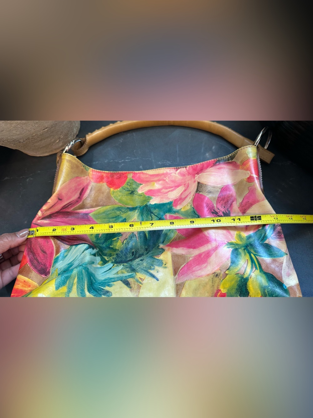 Maurizio Taiuti Floral Pink and Green Shoulder Bag - Picture 13 of 13